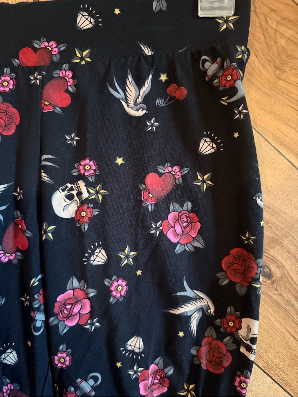 Torrid Womens Large Size 0 Tattoo Print Leggings Skull Rose Swallow Star Anchor - Picture 5 of 8